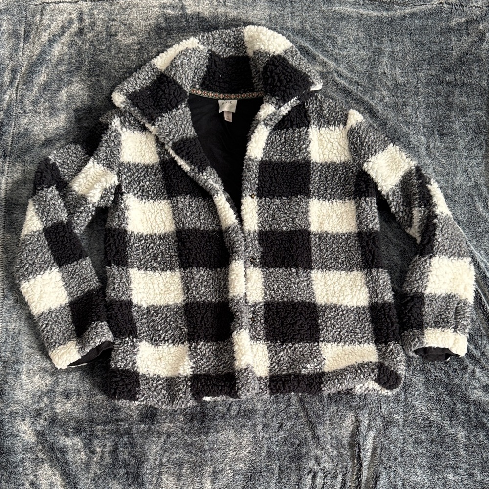 Cozy Black and White Checkered Jacket